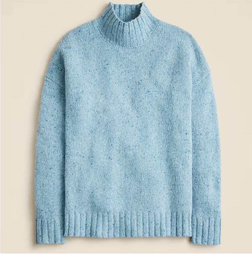 J. Crew Donegal Wool/Alpaca Blend Long Sleeve Relaxed Turtleneck Sweater Blue M
